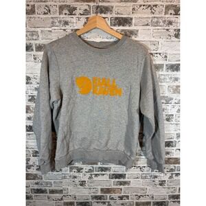 Fjallraven Logo Sweater Women Medium Gray Crew Neck Long Sleeve 84143